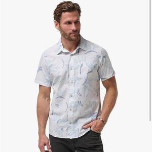 Travis Mathew Light Blue and White Casual  Button Down